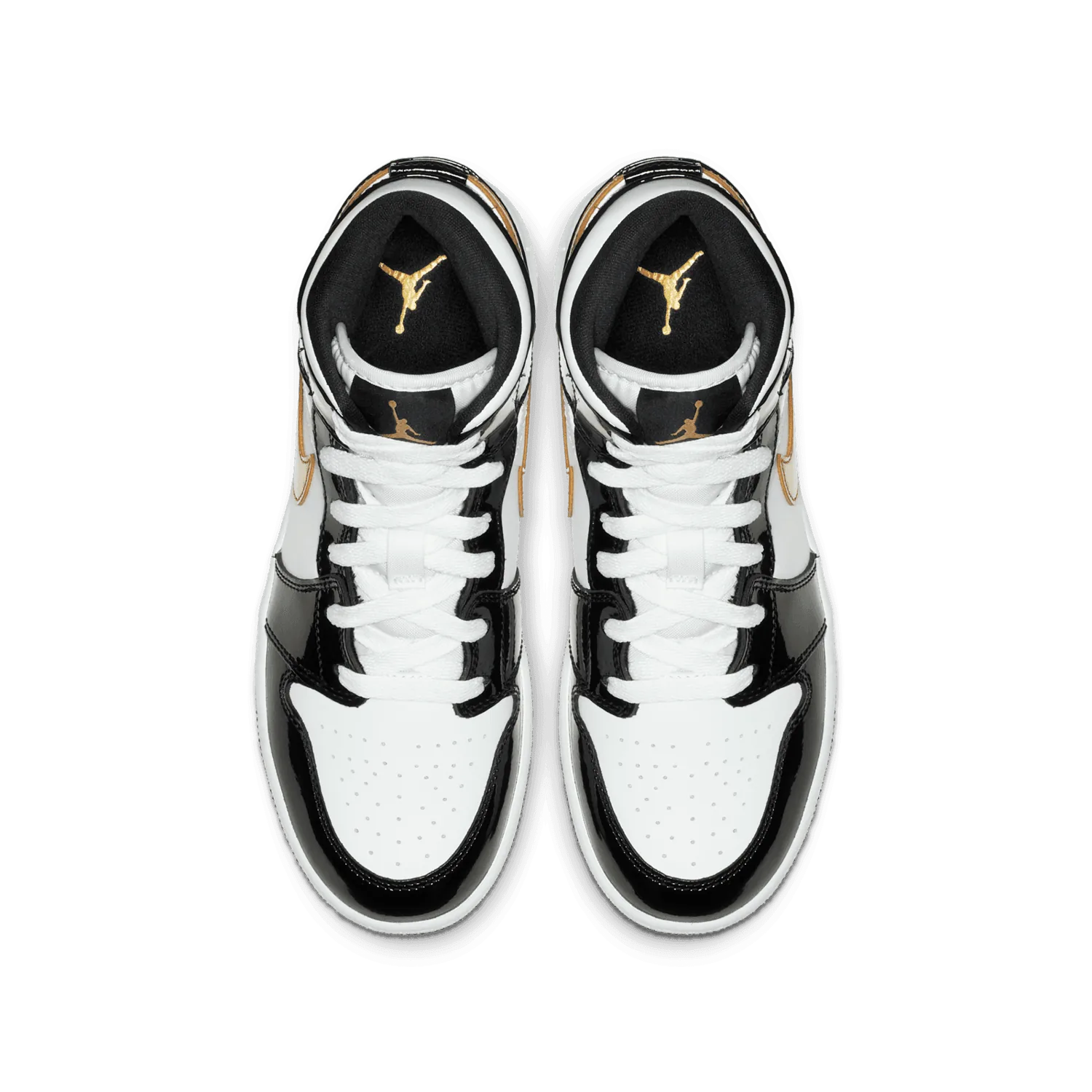 Air Jordan 1 Mid Patent Black White Gold (GS) image 2