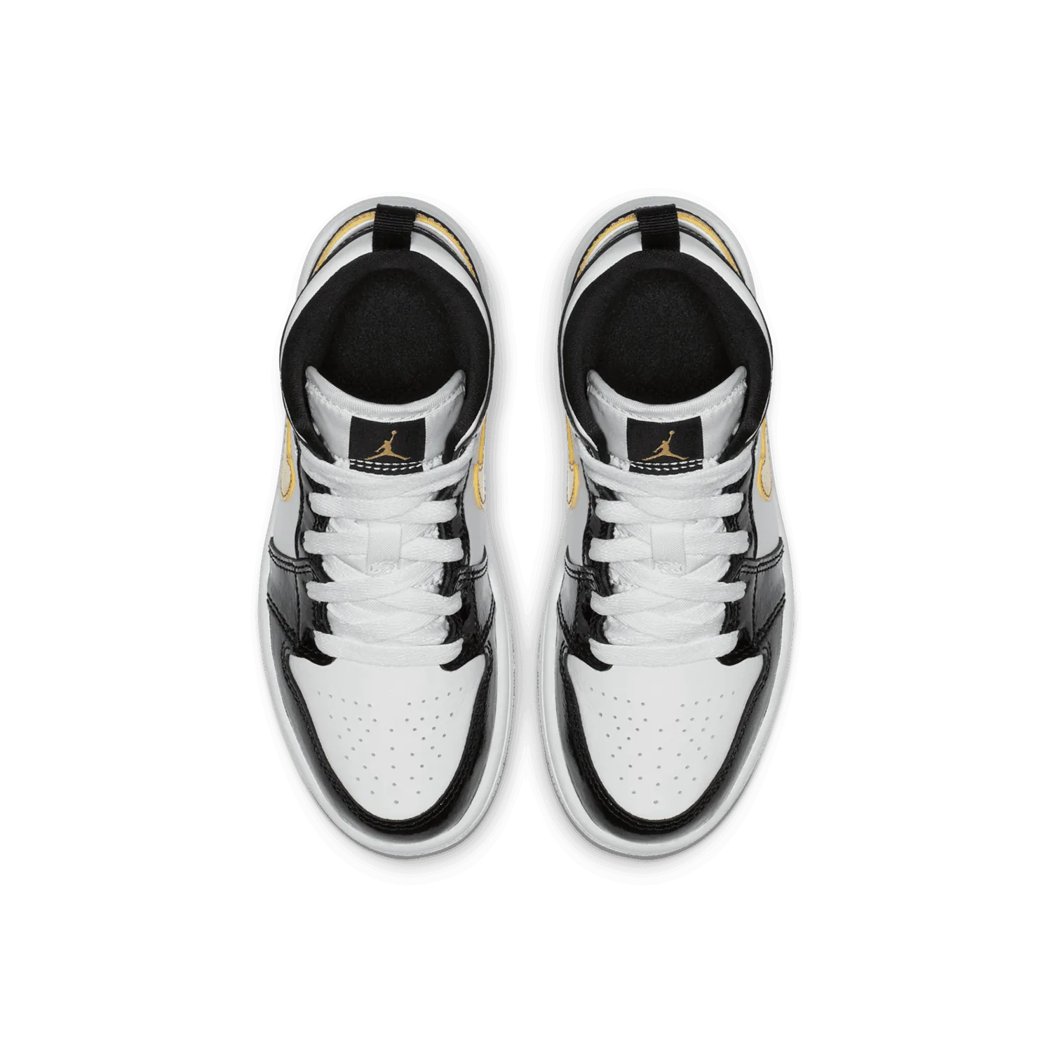 Air Jordan 1 Mid SE Patent Black Metallic Gold White (PS) image 3