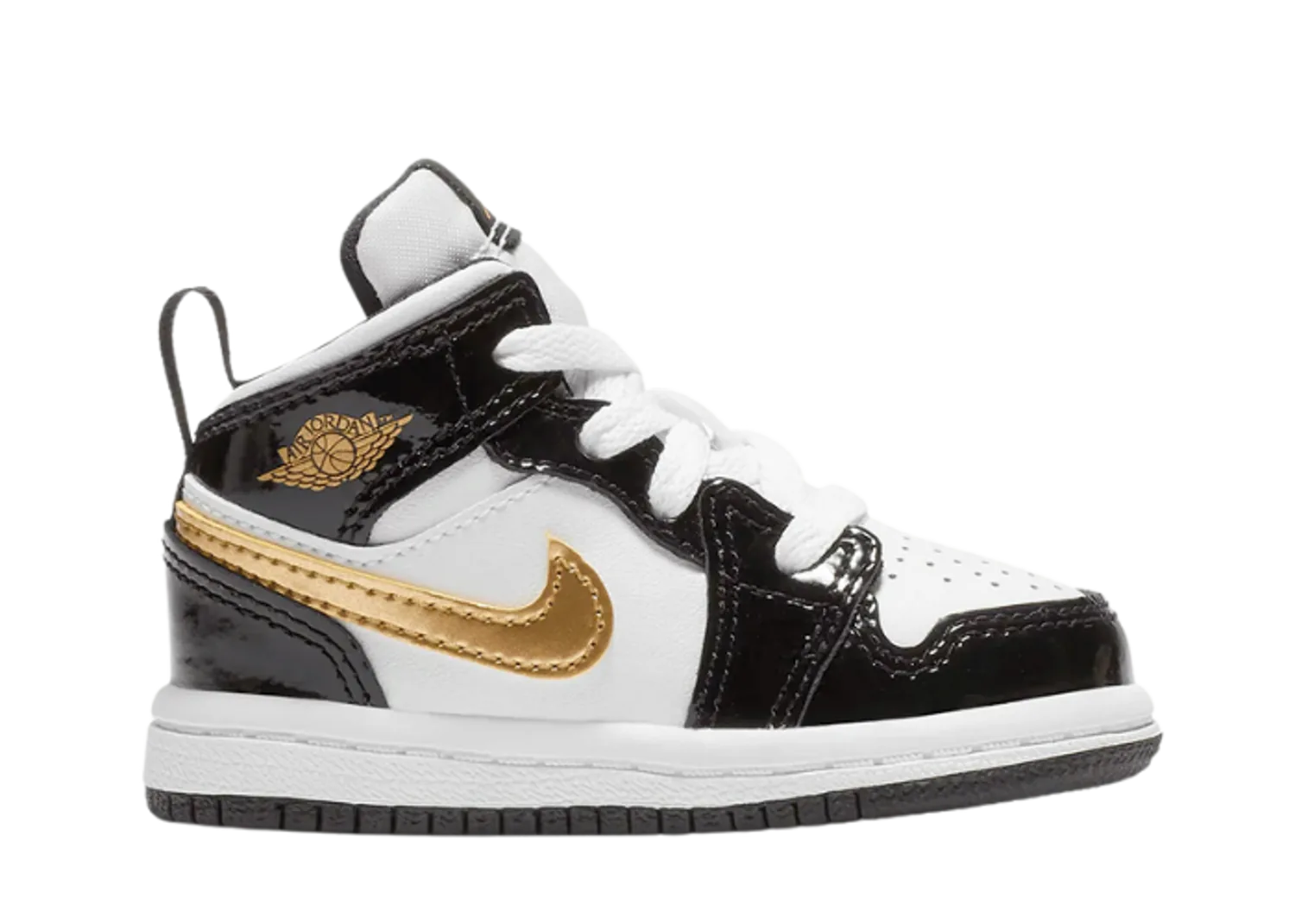 Air Jordan 1 Mid SE Patent Black Metallic Gold White (TD)