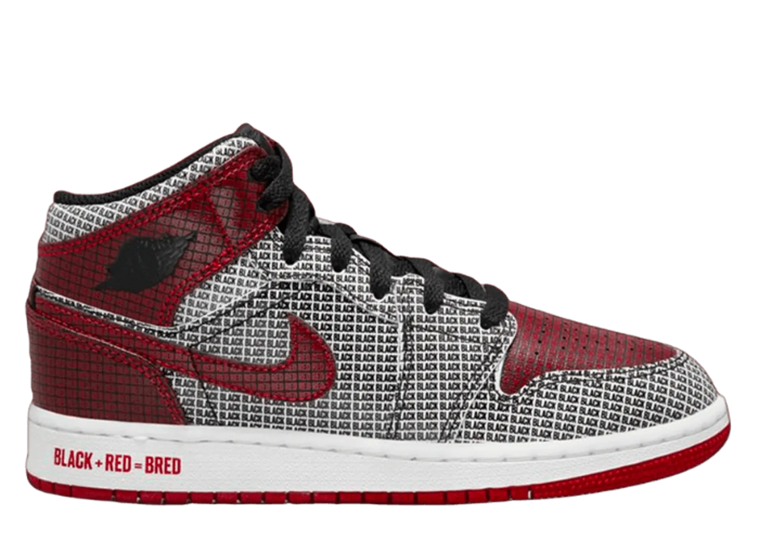 Jordan 1 Mid SS Black+Red=Bred (GS)