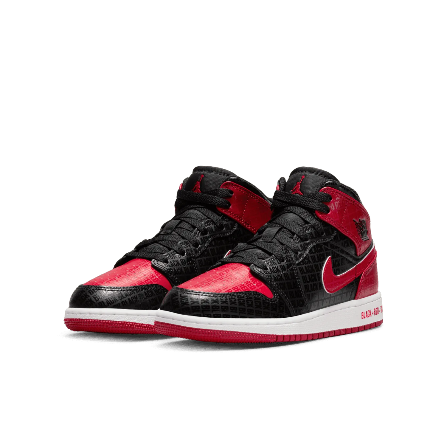 Jordan 1 Mid SS Black+Red=Bred (GS) image 4