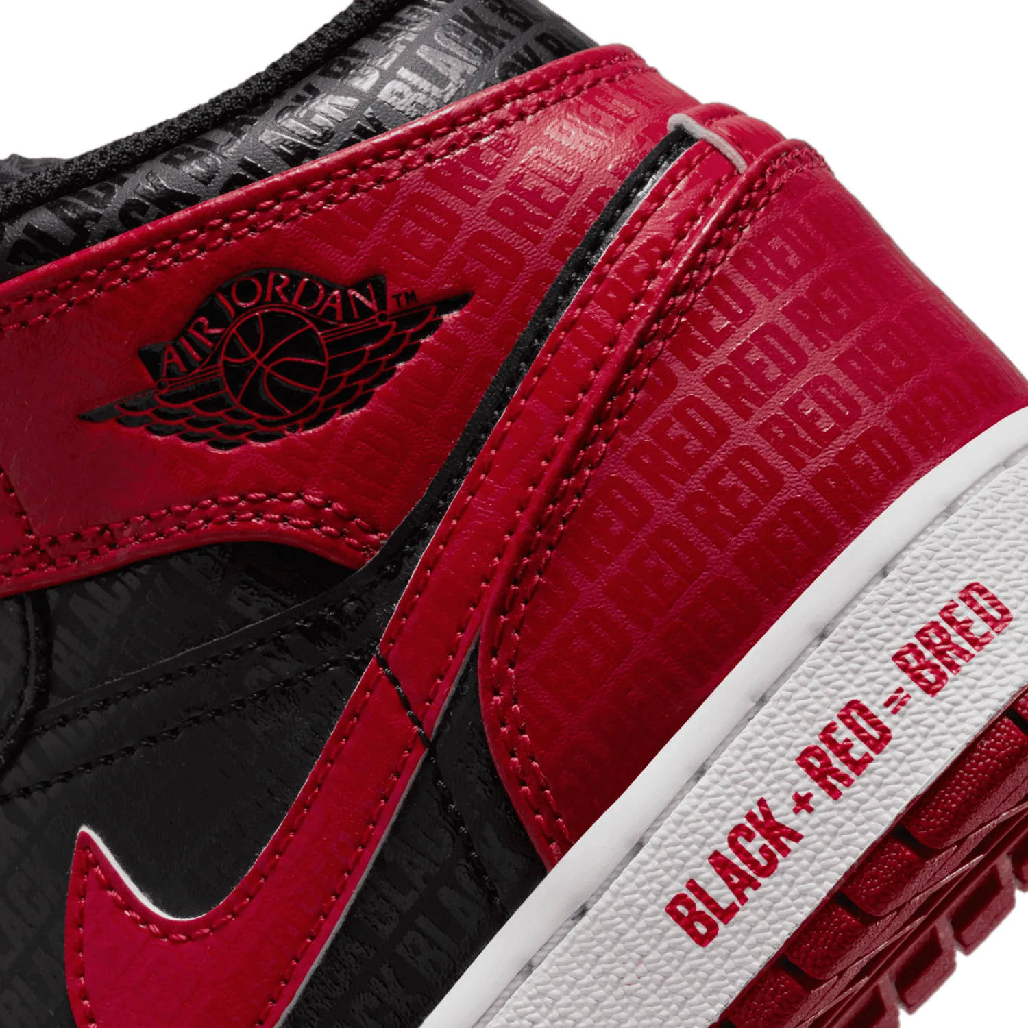 Jordan 1 Mid SS Black+Red=Bred (GS) image 7