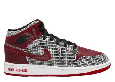 Jordan 1 Mid SS Black+Red=Bred (GS)