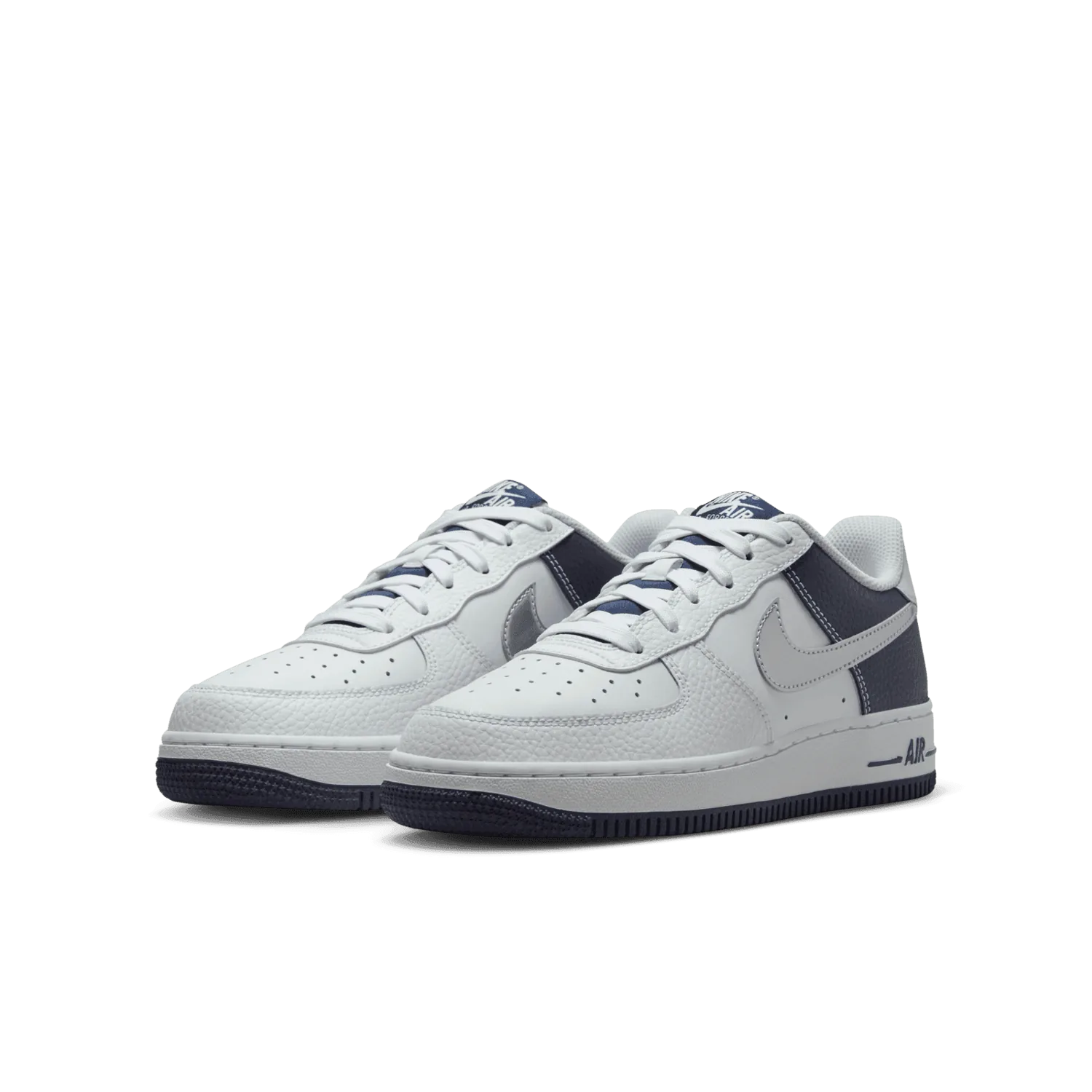 Nike Air Force 1 Low White Silver Navy (GS) image 4
