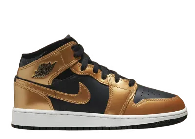 Jordan 1 Mid SE Glitter Black Metallic Gold (GS)