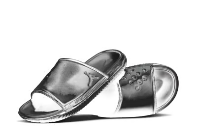 Jordan Play Slide 'Black Metallic Silver'