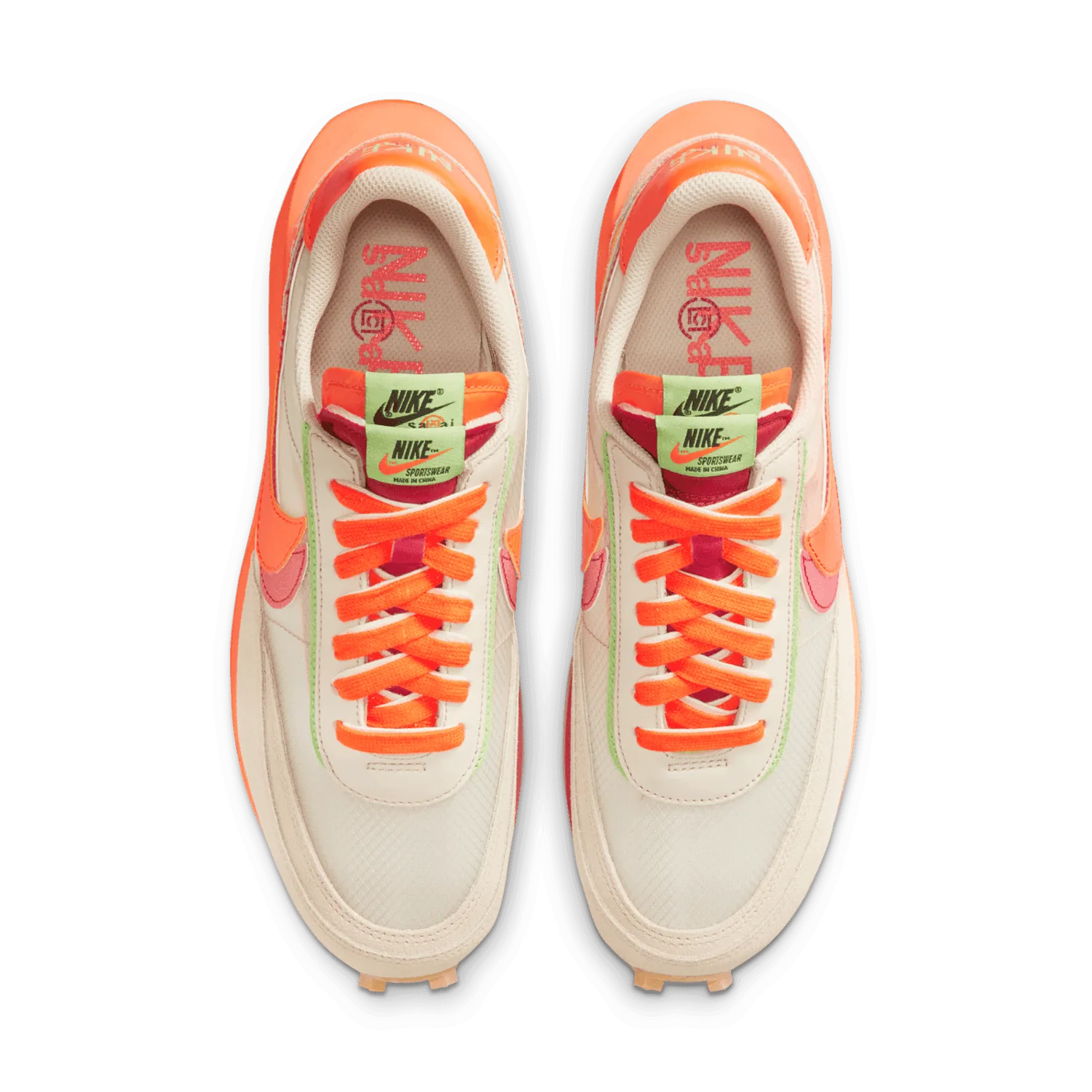 Nike LD Waffle sacai CLOT Net Orange Blaze image 3