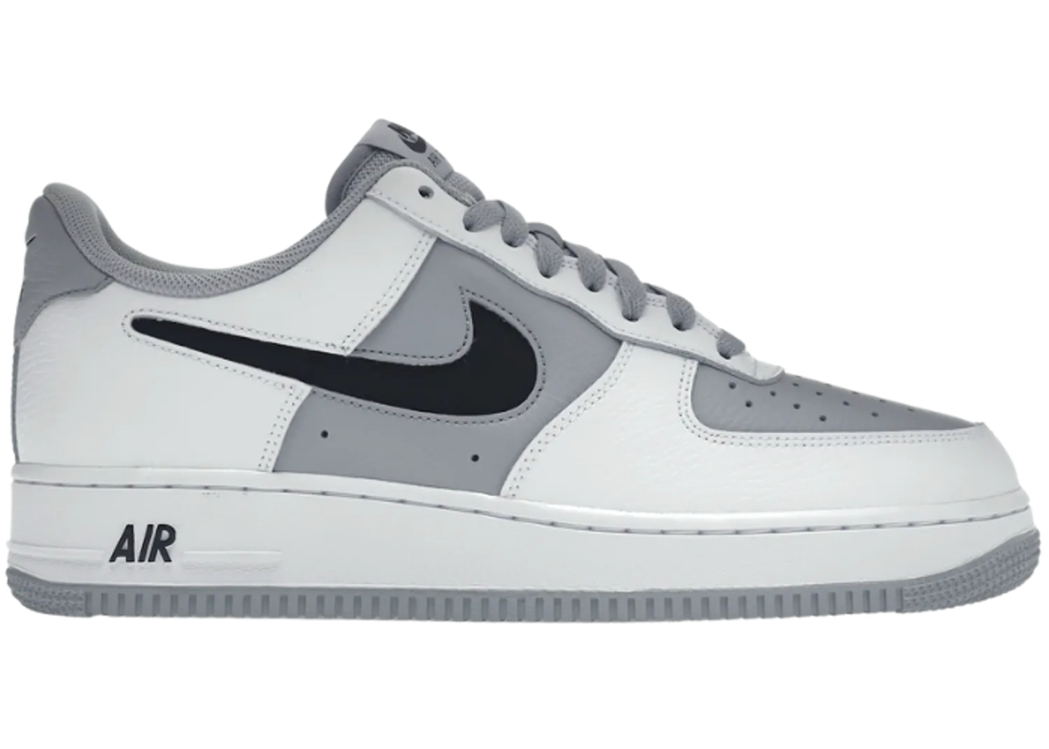 Nike Air Force 1 Low Cut-Out White Grey Black Swoosh