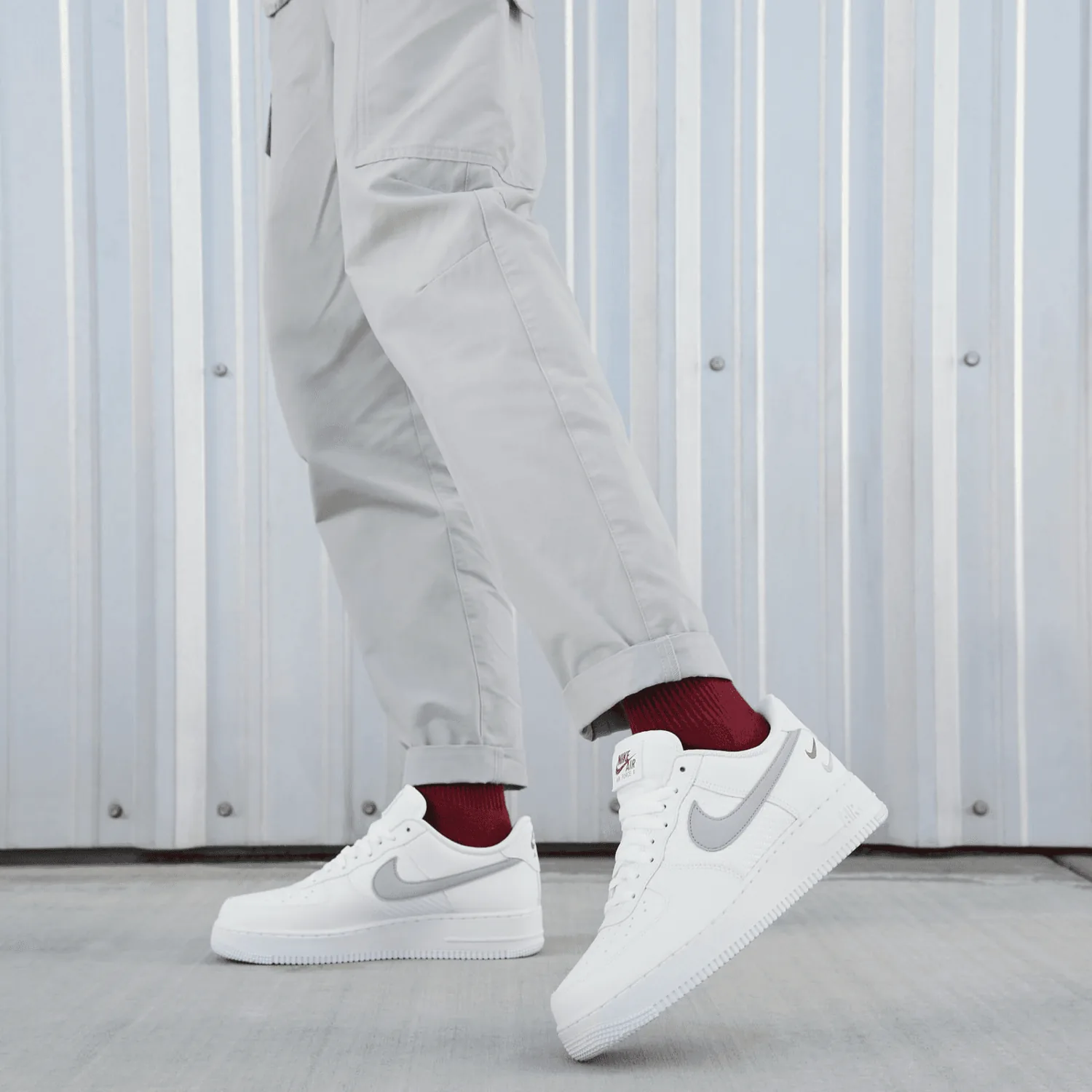 Nike Air Force 1 Low White Wolf Grey Picante Red image 2
