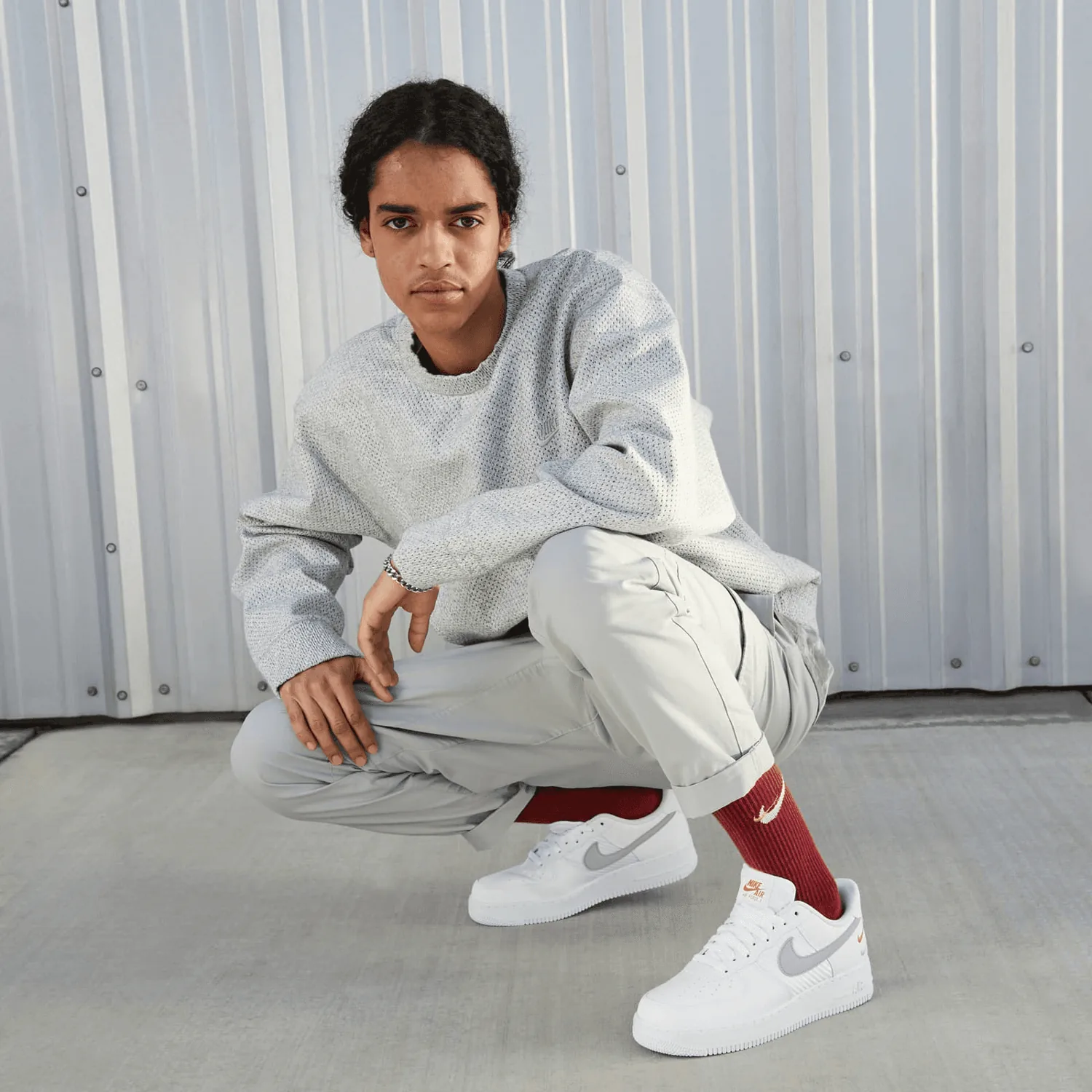 Nike Air Force 1 Low White Wolf Grey Picante Red image 9