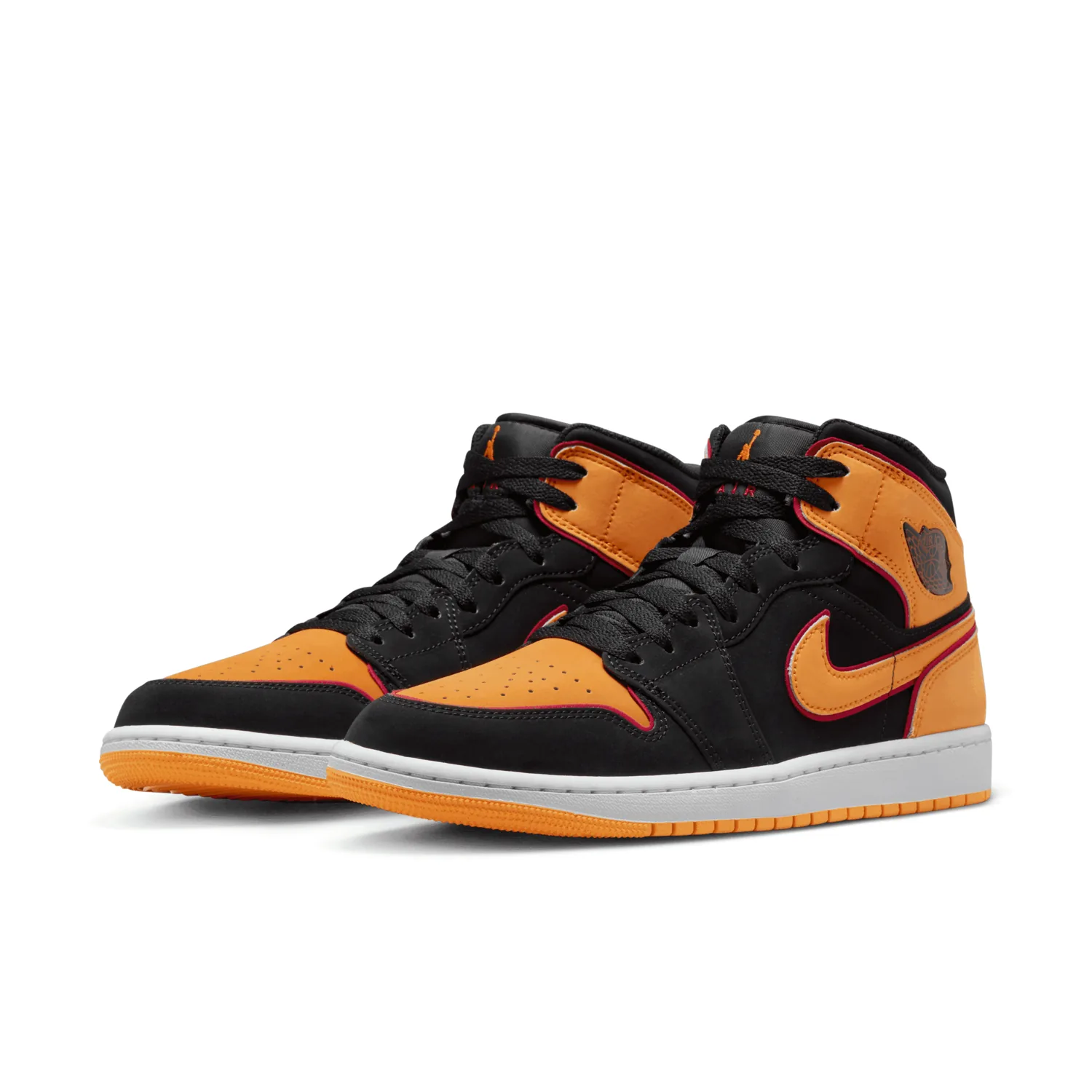 Air Jordan 1 Mid SE Black Vivid Orange Cardinal Red image 5