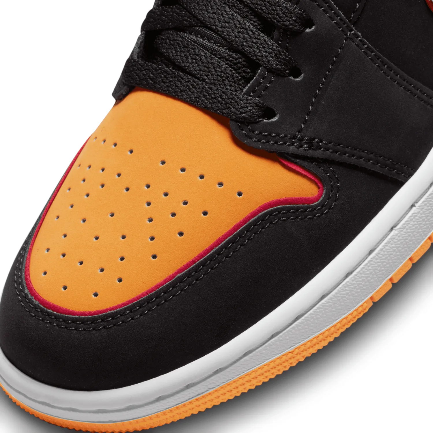 Air Jordan 1 Mid SE Black Vivid Orange Cardinal Red image 7