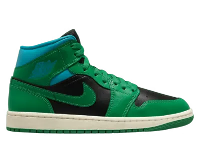 Air Jordan 1 Mid Black Lucky Green Aquatone (W)