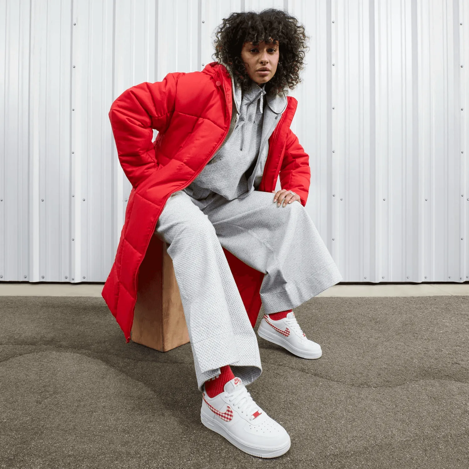 Nike Air Force 1 Low Gingham White Mystic Red (W) image 9