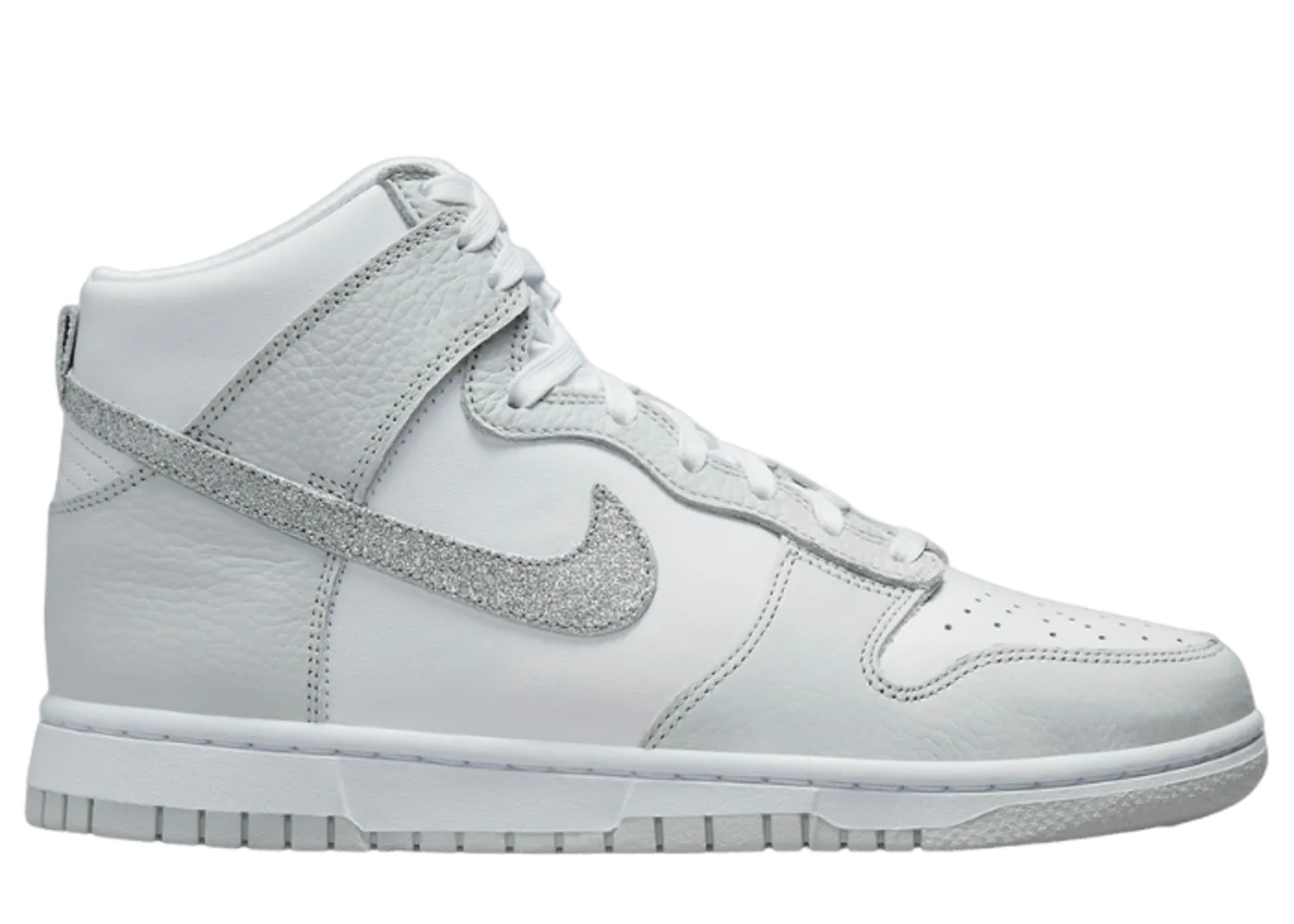 Nike Dunk High Glitter Swoosh White Grey Fog (W)