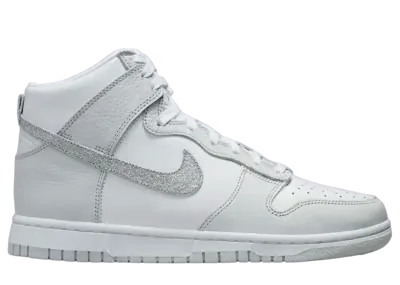 Nike Dunk High Glitter Swoosh White Grey Fog (W)